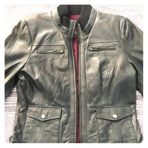 Forest Green Moto Leather Jacket